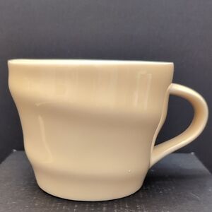 2014 Starbucks Butter Yellow Swirl,Wavy Ceramic Coffee Mug.